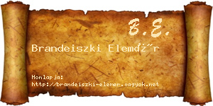Brandeiszki Elemér névjegykártya